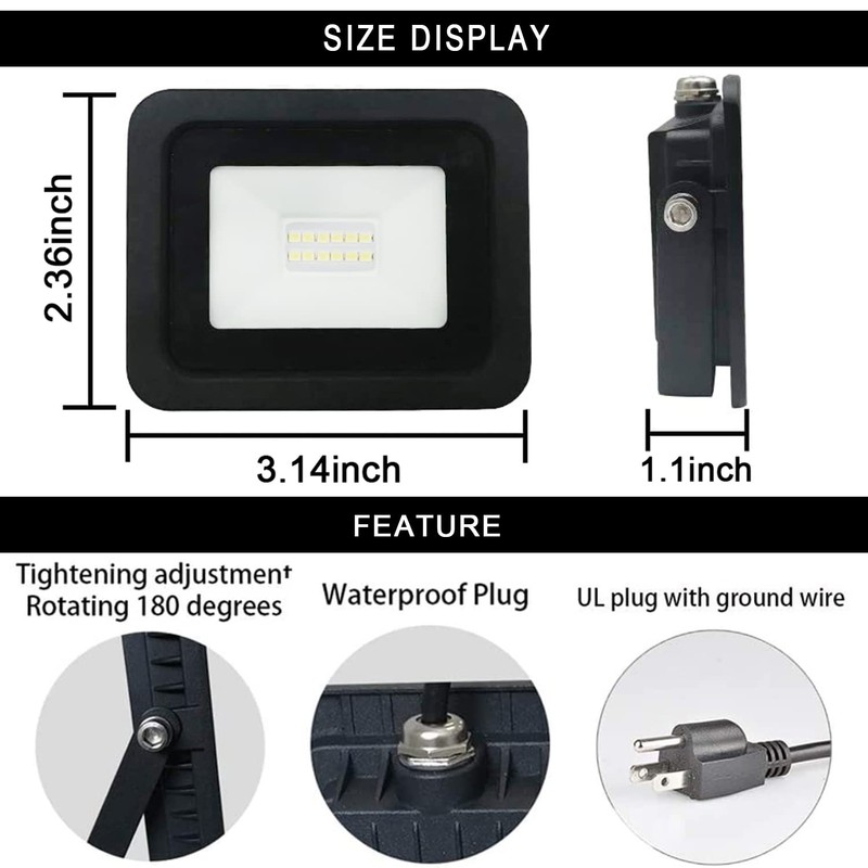 MIWAT 5Pack 10W Daylight LED Flood Light Outdoor, LED Work