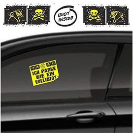 30 ‘Parkidiot’ stickers in neon yellow, for short-term outdoor use. Slit at the back, format 7.4 x 10.5 cm.