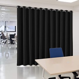 Room Divider Curtains Black Privacy Drape Room Partition for Living Room/ Home Theatre/ Conference Room Extra Wide Blackout Curtains Multiuse Backdrop Curtain, 15ft Wide x 8ft Tall, 1 Panel