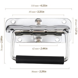 CHEUKYIU Pack of 4 Folding Handles, Stainless Steel, Handle Carry Handle, Spring-Loaded Box Handle, Hardware Boxes Handle, Folding Handles Replacement for Boxes, Toolbox, Door, Storage Box (110 mm x