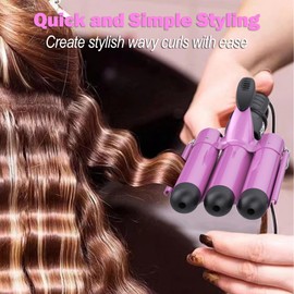kuwa 3 Barrel Curling Iron,Crimper Hair Tool,Beach Waver Curling Iron,HairCrimper for Women,WaverHair Tool,Hair Waver with LCD Temperature Display