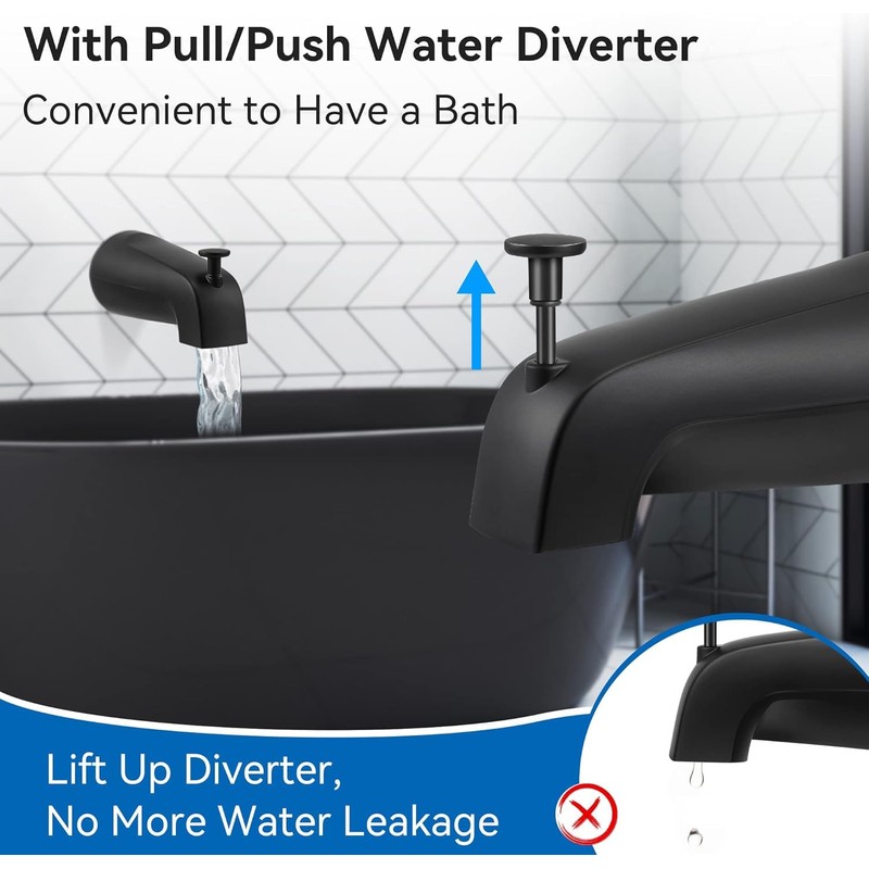 Tub Diverter Spout Slip-On - Reach Wall Front Mount Tub