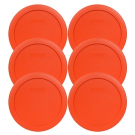 Pyrex 7201-PC 4 Cup Pumpkin Orange Food Storage Replacement Lids (6-Pack) - Made in USA