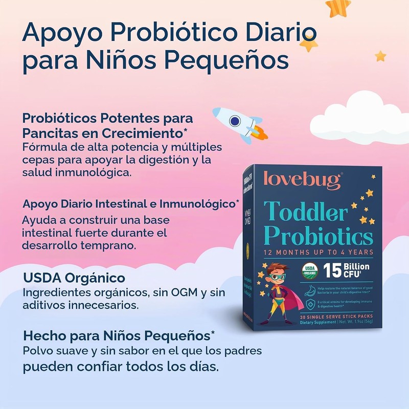 Lovebug Probiotics Toddler 15 Billion CFU - 30 Sobres -