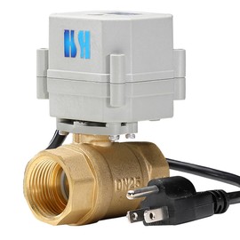 HSH-Flo 1/2" 3/4" 1" 1-1/4" 12V/24VAC/DC 110V-230VAC Brass/Copper On/Off Normally Closed Electrical Motorized Ball Valve (110-230VAC, 1 Inch with Plug)