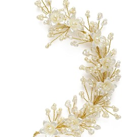 Accessher - Peine de tiara con abalorio bañado en oro, pinza para el pelo, alfiler lateral, alfiler de peine, accesorios para el cabello con perlas para mujeres y niñas, 1 Count (Pack of 1)