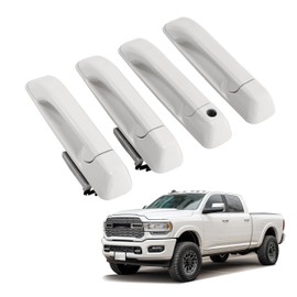 Exterior Door Handle Compatible with 2009-2025 Dodge Ram 1500 Classic 2500 3500 Pickup Front & Rear Outside Handle Painted White