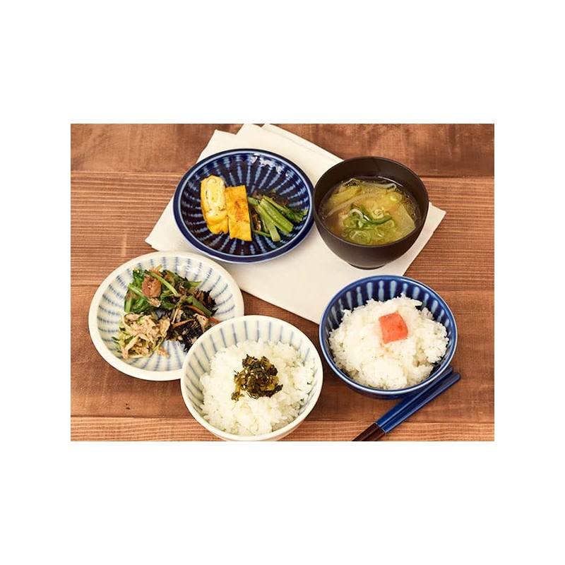 ih-007-01 Tableware East Rice Bowl, Blue Tokusa, Japanese Tableware, Blue