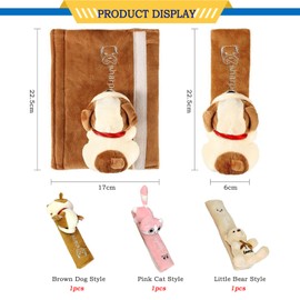 NINGYER Pack of 3 Children's Seat Belt Pads, Cartoon Seat Belt Pads, Car, Children, Breathable and Skin-Friendly, Suitable for Car Seat Belt, Backpack, Shoulder Bag (3 Colours)