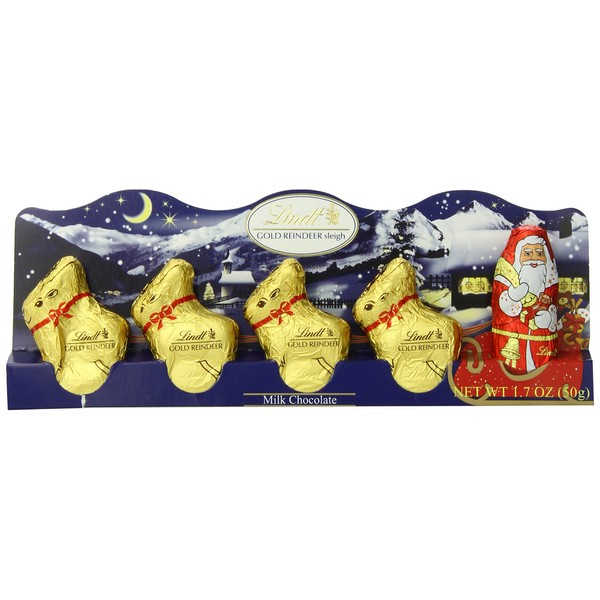 Lindt Holiday Hollow Milk Chocolate Santa and Reindeer Figure, Great for Holiday Gifting, 1.7 Ounce (Pack of 14)