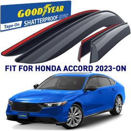 Goodyear Shatterproof Window Deflectors for Honda Accord 2023-2025, Tape-on Rain Guards, Window Visors, Vent Deflector Visor, Car Accessories, 4 pcs. - GY008743