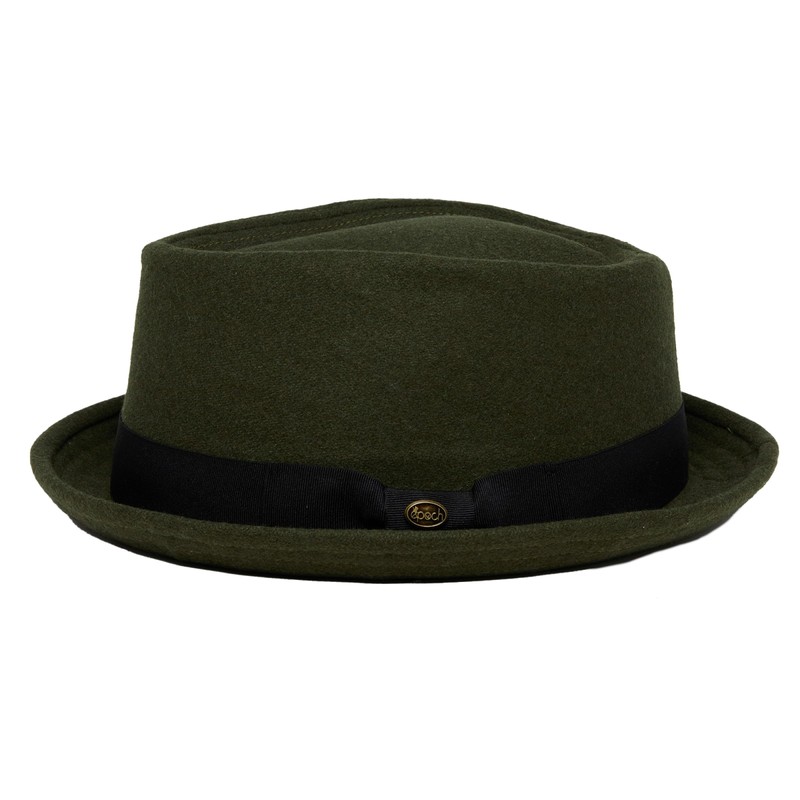 Funky Junque Diamond Crown Wool Structured Fedora - Olive (Large/XL)