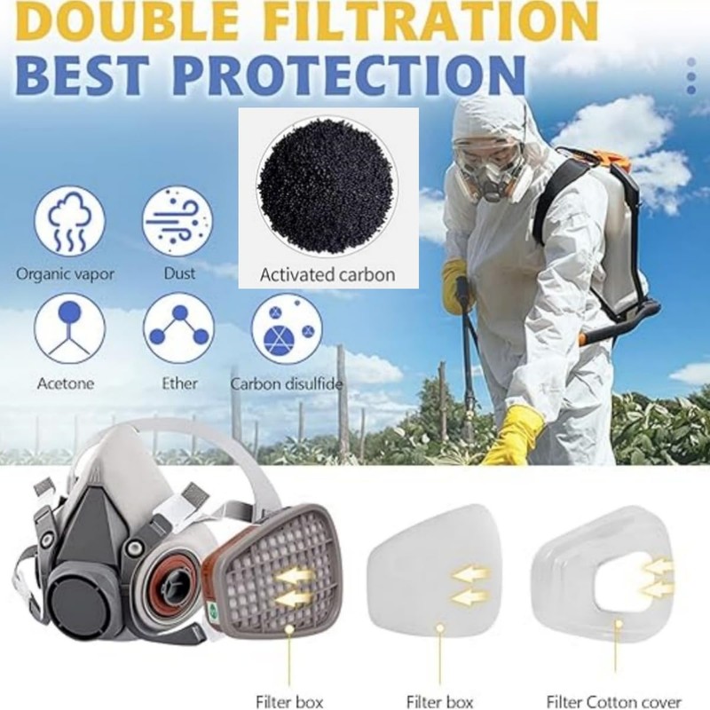ANUNU Respirator Mask with Filter and Glasses, Chemical Face Protection