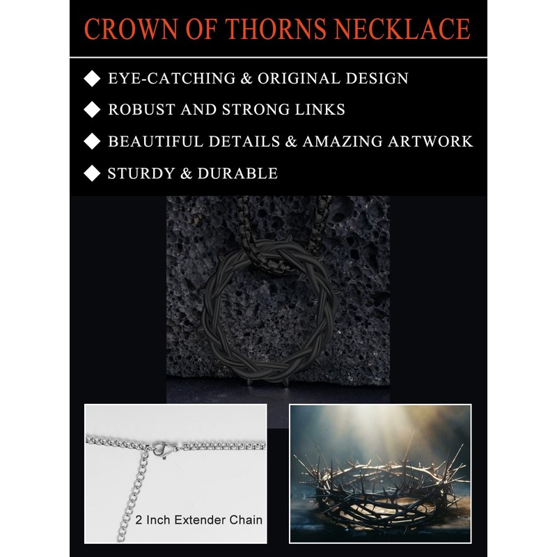 Seiyang Crown of Thorns Necklace for Men Women 925 Sterling