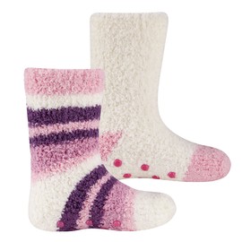 Tick Tock Baby Girls 2 Pack Cosy Socks with Grippers Purple 0-0