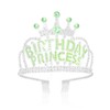 Wecoe Birthday Princess Crown with Combs Birthday Green Rhinestone Tiara