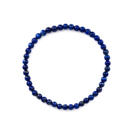 Taddart Minerals Natural Gemstone Lapis Lazuli Blue Bracelet with 4mm Balls on Elastic Nylon Thread - Handmade, Rubber, Lapis Lazuli