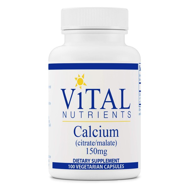 Vital Nutrients - Calcium (Citrate/Malate) - Most Bioavailable Form of Calcium - 100 Vegetarian Capsules per Bottle - 150 mg