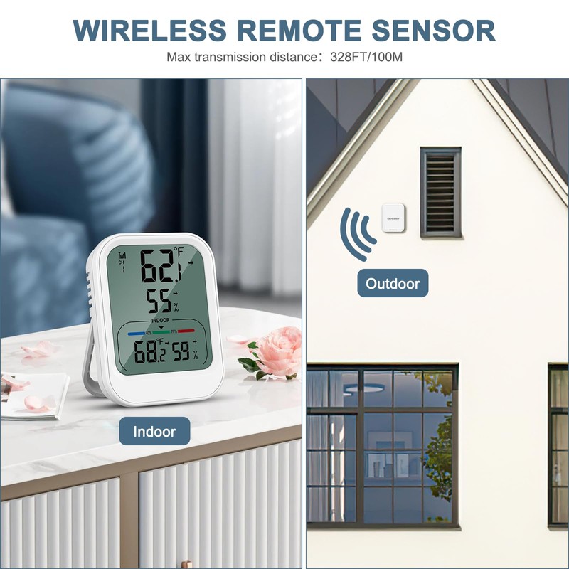 Ankilo Wireless Meter for Indoor and Outdoor Temperature and Humidity
