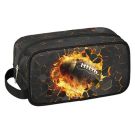 LOMBARDIDEN 3D American Football Travel Toiletry Bag for Boys Men, Hanging Dopp Kit for Kids, Waterproof Shaving Bag for Bathroom Toiletries Accessories