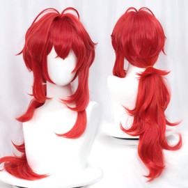 Genshin Derook Cosplay Wig, Anime, Heat Resistant, Costume, Accessory for Parties, Events, Masquerade, Wig Net Included