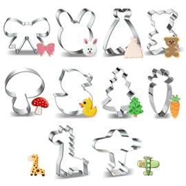 Ausstechform Set, Plätzchen Ausstecher, 10 Stück Keksausstecher Groß, Ausstechform aus Edelstahl,DIY Fondant Plätzchenausstecher Keksschneider Set für Kinder Party Deko