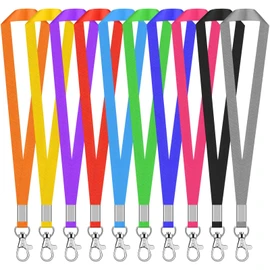 Pagezol 10 Pack Lanyards for Id Badges Black Key Lanyard with Lobster Clasp Clip Neck Strap with Badge Clip Bulk Lanyards for Neck Name Badge Holder, Id Card, Keys Strap, Multi-Color