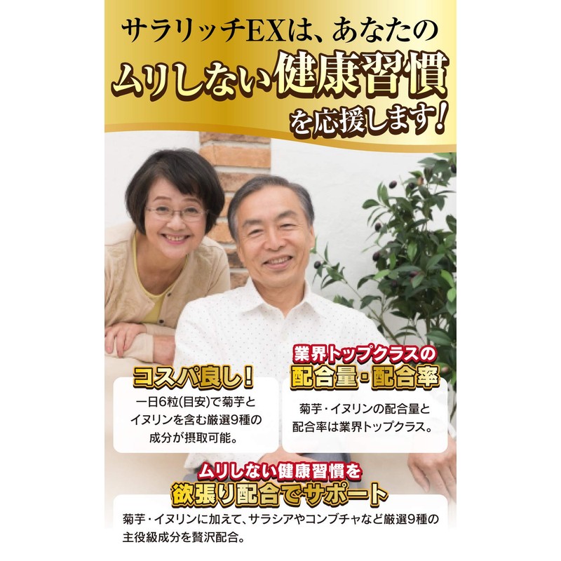 菊芋 イヌリン サラシア コンブチャの新習慣 麹 サラリッチEX イヌリン 36000mg 厳選9種配合 180粒