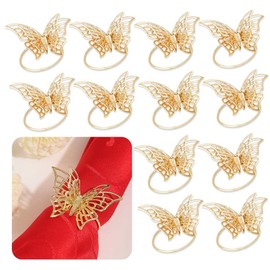 12 Packs Butterfly Napkin Rings, Golden Butterfly Napkin Holder, Metal Napkin Rings, Napkin Rings, Bulk Delicate Napkin Circles, Dining Table Decor for Wedding, Birthday