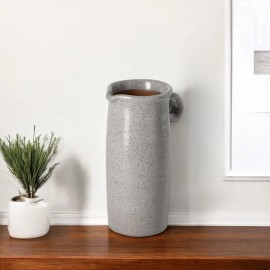 Homeroots 9" Gray Cylinder Ceramic Urns Jars