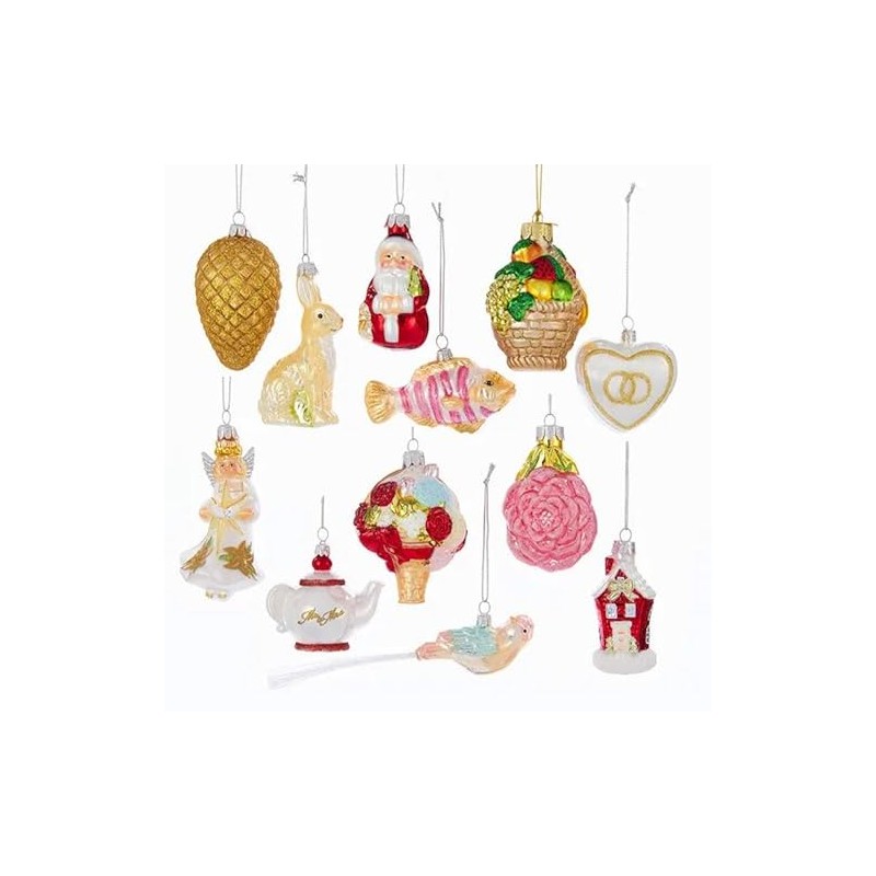 Kurt Adler Noble Gems Wedding Ornament (Set of 12), 2.75"-4"