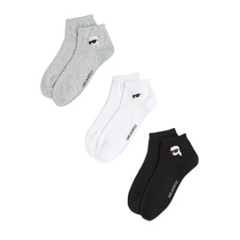 Karl Lagerfeld Donna K/Ikon Sneaker Sock (3 Pack) Black/White/Grey 35-38
