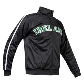 JL Kippha's Éire Ireland Pride Black Football Sport Fan Jacket Jumper Top zipped Retro XL