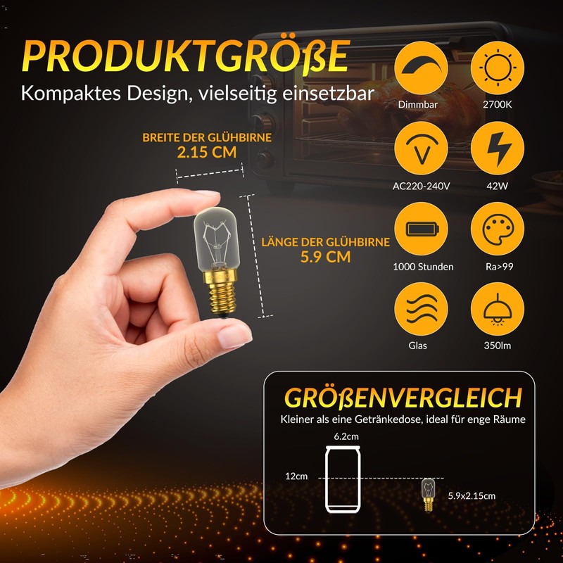 BrightWish Oven Lamp E14-42W - 300°C - Dimmable - Pack