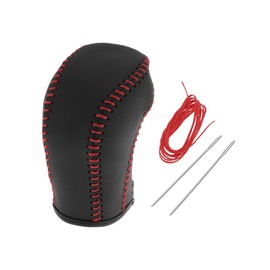 PARSLUCK Gear Shift Knob Cover Car Stick Shifting Handle Protector for Hyundai Tucson 2015-2018 Black Red Faux Leather