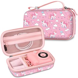 Fintie Kids Camera Case Compatible with ESOXOFFORE, MINIBEAR, Dylanto, GKTZ, Mgaolo, WEEFUN Instant Print Camera Digital Video Cameras, Hard Carrying Storage Bag Holder Organizer, Pink Horse