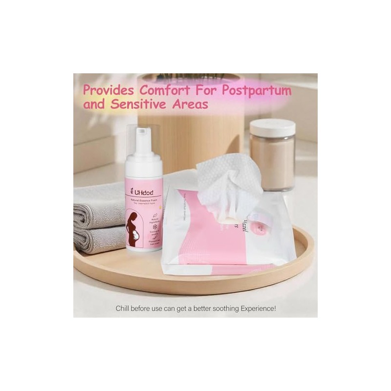 UHdod Kit de Espuma Calmante de Hamamelis y Compresas Perineales