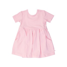 RuffleButts® Baby/Toddler Girls Knit Twirl Dress - Pink Short Sleeve, 7