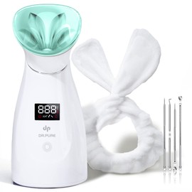 Nano Ionic Facial Steamer- Professional Smart Face Steamer Machine, Hot Mist Hydrating Moisturizing Skin Unclogs Pores Humidifier for Women Men Face Sauna Home Spa Quality（Green）