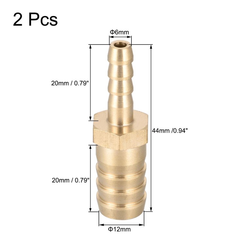 sourcing map Brass Reducer Barb Hose Connector Adapter 12 mm