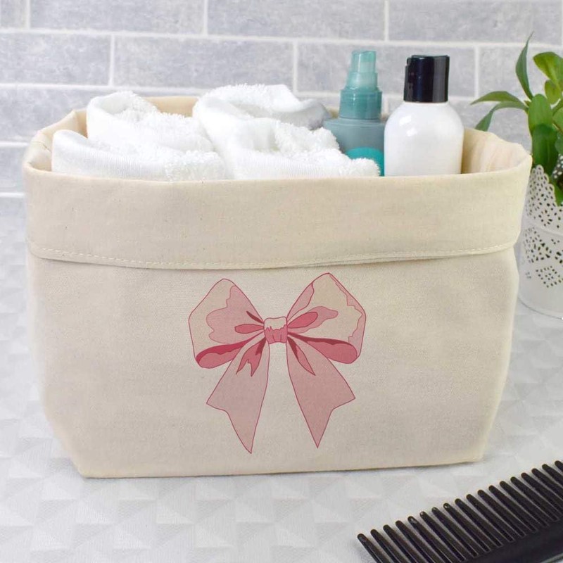 Azeeda Large 'Pink Bow' Canvas Organiser/Storage Bag (OR00036000)