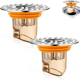 2PZS Coladores Drenaje Anti-Olor, Tapón Drenaje de Ducha, Desagüe de Suelo Antireflujo Con Colador de Pelo Extraíble, Tapas Redondo de Coladera Alcantarillado, Filtros de Piso para Baño Cocina Lavabo