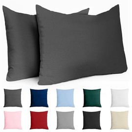 Dreamzie 40 x 70 cm Reinforced Cotton Pillow Case - Anthracite - Tight Weave of 57 Thread Counts/cm² - Pillow Case 40 x 70 cm - Oeko Tex Certified