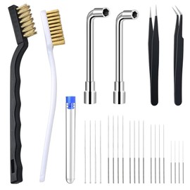 3D Printer Nozzle Cleaning Kit, Cleaning Needles with Tweezers L Key and Wire Brushes, Universal 3D Printer Accessories (Pack of 26)