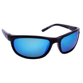 Sea Striker Outrigger Polarized Sunglasses with Black Frame,Blue Mirror and Grey Lens (Fits Medium to Large Faces)