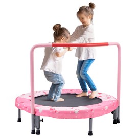 Happybuy 36" Kids Trampoline, 3FT Indoor Outdoor Trampoline, Foldable Mini Trampoline with Handle, Rebounder Trampoline for Toddlers, Birthday Gift for 3+ Years Children, Red