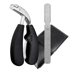 SG Nekoo Nail Clippers for Thick Nails and Ingrown Toenail Fingernail, Bent Head Sharp Curved Blade Nail Cutter, Pedicure Trimmer with Easy to Grip Rubber Handle for Adult Men Women Seniors (Silver2P)