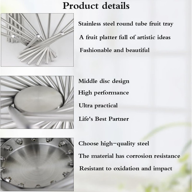 TINMIX Adjustable Fruit Bowl, Worktop Fruit Tray, Stainless Steel, Modern
