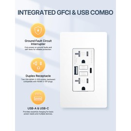 MOES 20 Amp GFCI USB Outlet with Type C & A, Tamper Resistant