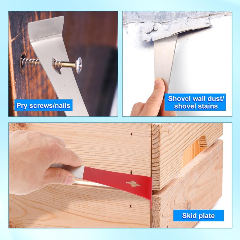 Taicols 2-Piece Flat Pry Bar Kit, Stainless Steel Pry Bar